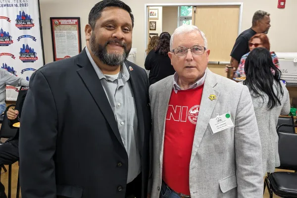 Leonard Aguilar of Texas AFL-CIO with Lou Luckhardt of Dallas