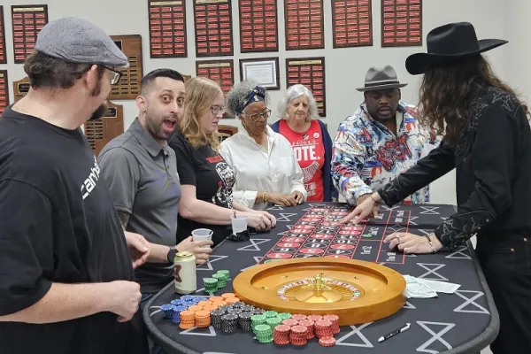 Having fun at casino night