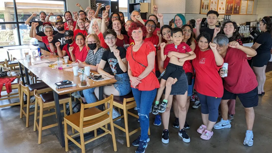 Young Active Labor Leaders met at Starbucks then went to Carrollton picket line