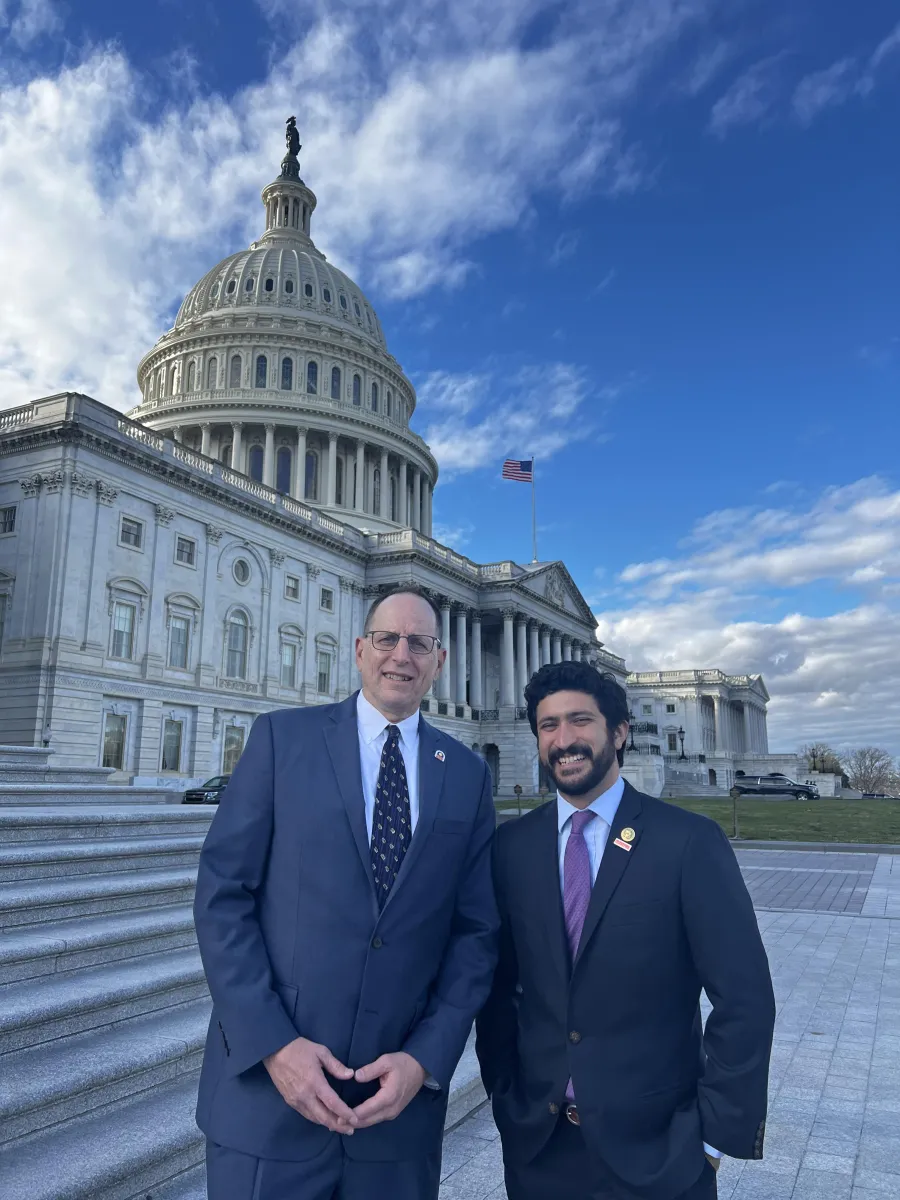 Texas AFL-CIO President Rick Levy and U.S. Congressman Greg Casar take a picture together outside of the U.S. Capitol building.