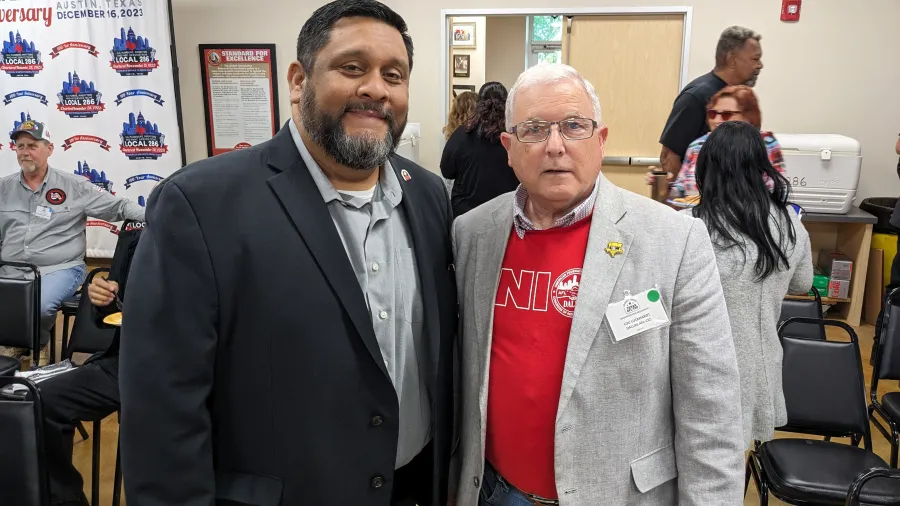 Leonard Aguilar of Texas AFL-CIO with Lou Luckhardt of Dallas